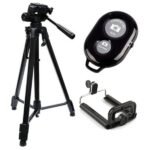 Phone & Camera Tripod stand with phone clip & shutter remote