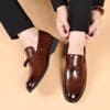 Gentle laced leather shoes with rubber sole-Brown - Image 2
