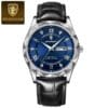 POEDAGAR 615 Leather Men's Watch Waterproof 3ATM, Luminous-Black