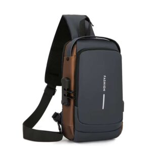 Chest bag, Cross-body bag-waterproof & antitheft, gray-brown