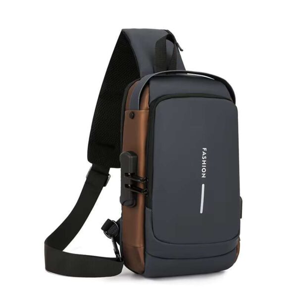 Chest bag, Cross-body bag-waterproof & antitheft, gray-brown