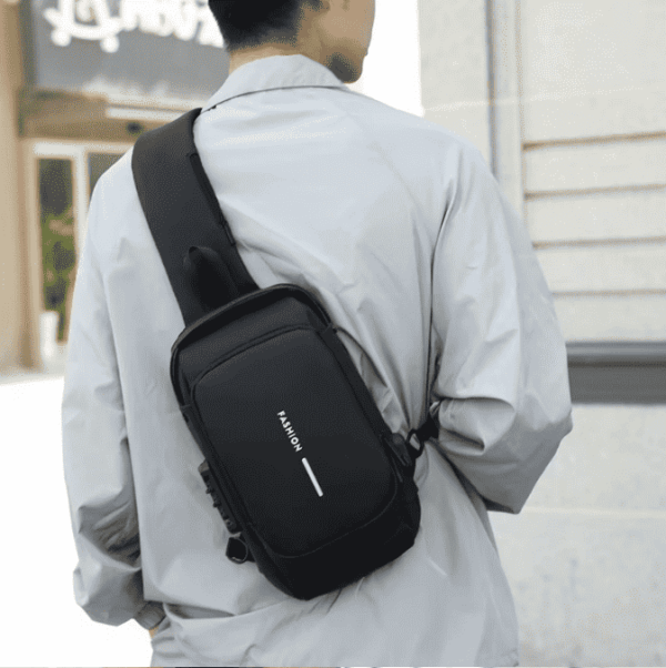 Chest bag, Cross-body bag-waterproof & antitheft, gray-brown - Image 3