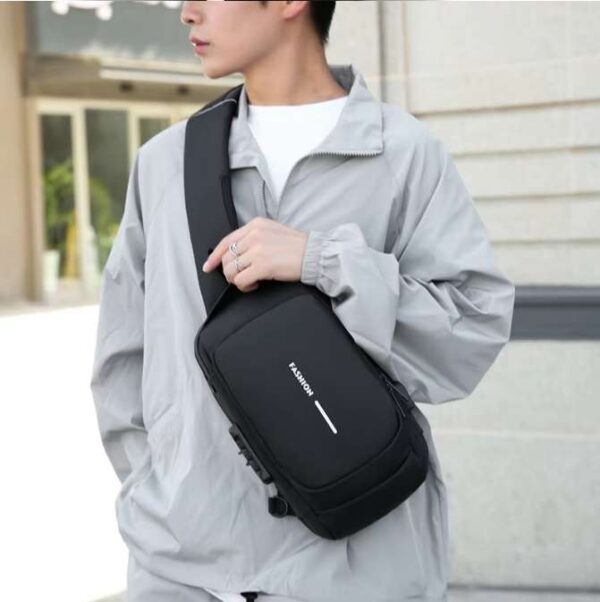 Chest bag, Cross-body bag-waterproof & antitheft, gray-brown - Image 4