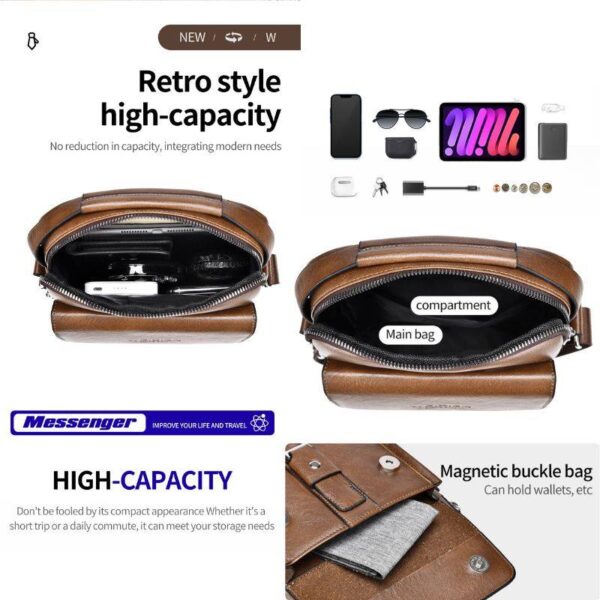 Pu leather Sling bag, cross bag, shoulder bag-Water Proof-Brown - Image 4