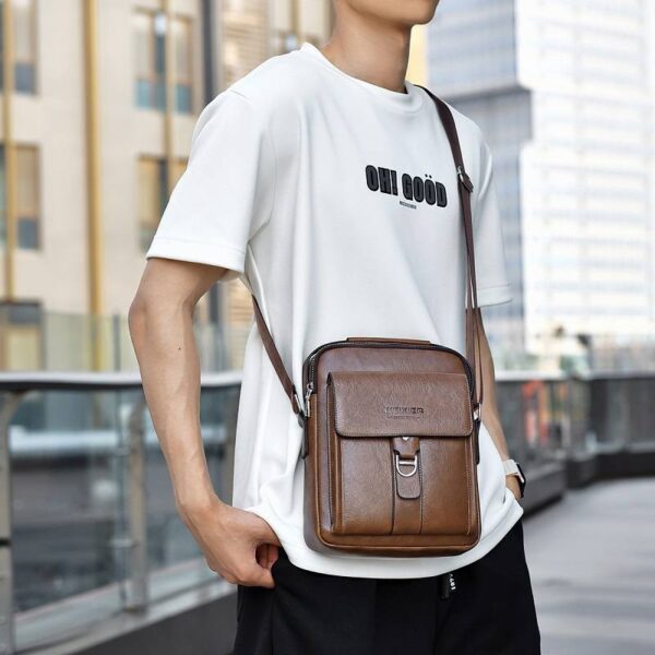 Pu leather Sling bag, cross bag, shoulder bag-Water Proof-Brown - Image 5