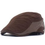 Men's Casual Peaked Cotton Berets- Brown