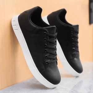 Platform-laced sneakers in pair-black