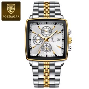 Poedagar 866 Chronograph watch stainless steel, Luminous