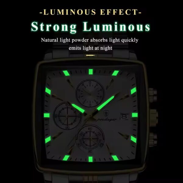 Poedagar 866 Chronograph watch stainless steel, Luminous - Image 3