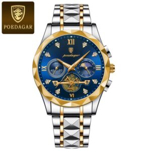 Poedagar 996 Men's chronograph watch, waterproof, stainless steel