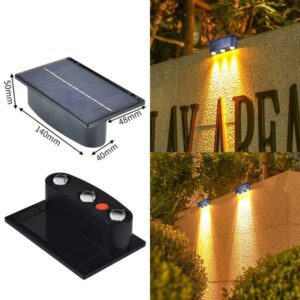 Solar Fence Wall Lights with 3 LED-Waterproof Full night lighting