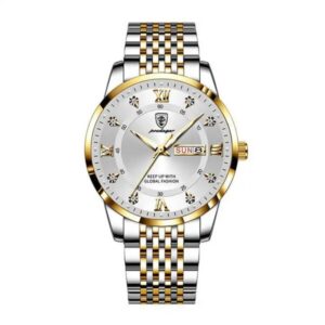 Poedagar 836 Men's watch, Water proof, Luminous -Gold White