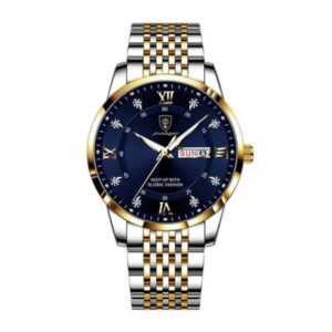 Poedagar 836 Men's watch, Water proof, Luminous -Gold Blue