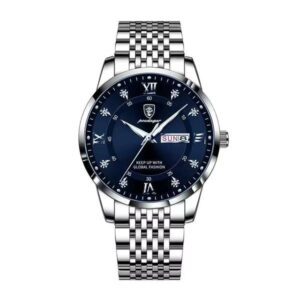 Poedagar 836 Men's watch, Water proof, Luminous -Silver Blue