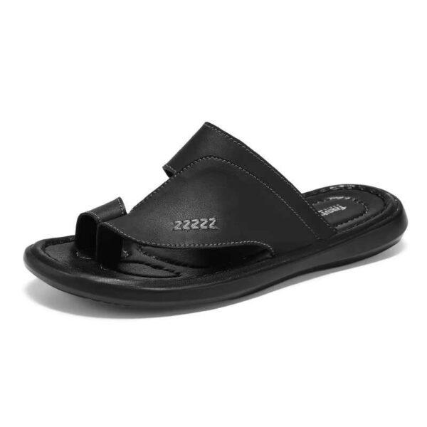 Casual sandals, open toe shoes, flat shoes with rubber sole-Black