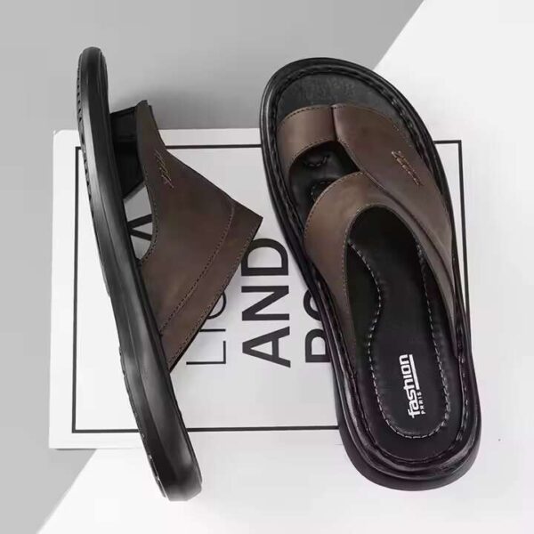 Casual sandals, open toe shoes, flat shoes with rubber sole-Brown - Image 4