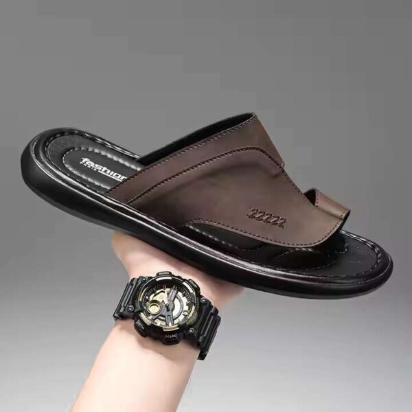 Casual sandals, open toe shoes, flat shoes with rubber sole-Brown - Image 2