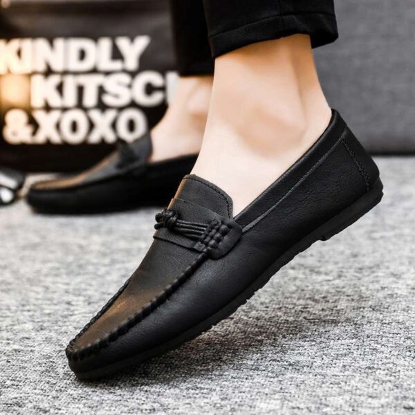 Falcon Moccasins for men, rubber sole, walking shoes-Black - Image 3