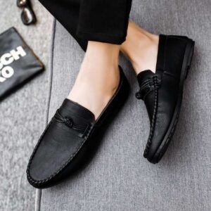Falcon Moccasins for men, rubber sole, walking shoes-Black