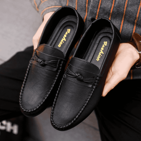 Falcon Moccasins for men, rubber sole, walking shoes-Black - Image 2