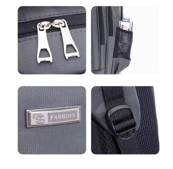 Large capacity nylon backpack-Gray - Image 7