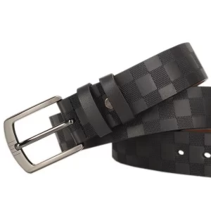Luxury Cowhide Genuine leather belt, Pin-Buckle-130cm-Black