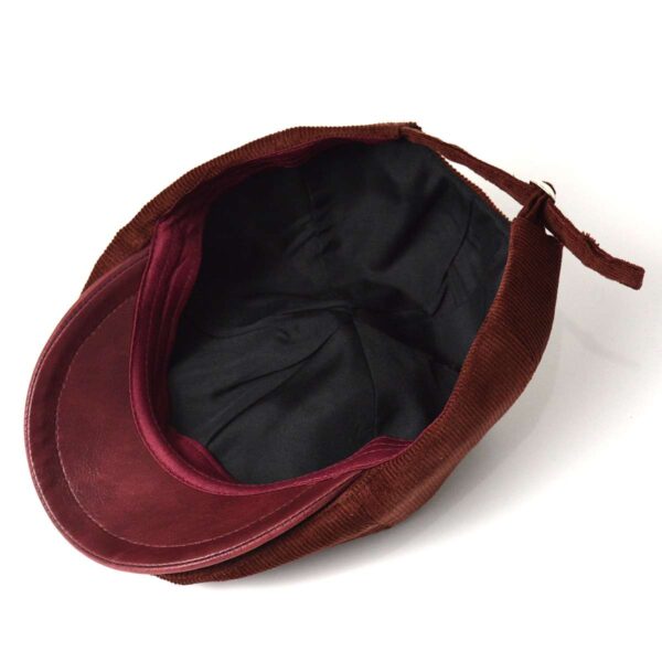 Vintage Newsboy Cap, Corduroy fabric Short Brim Painter Cap-Brown - Image 2