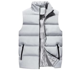 Collar Vest Jacket, Sleeveless jacket-Gray