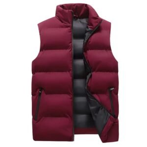 Collar Vest Jacket, Sleeveless jacket, half jacket-red wine