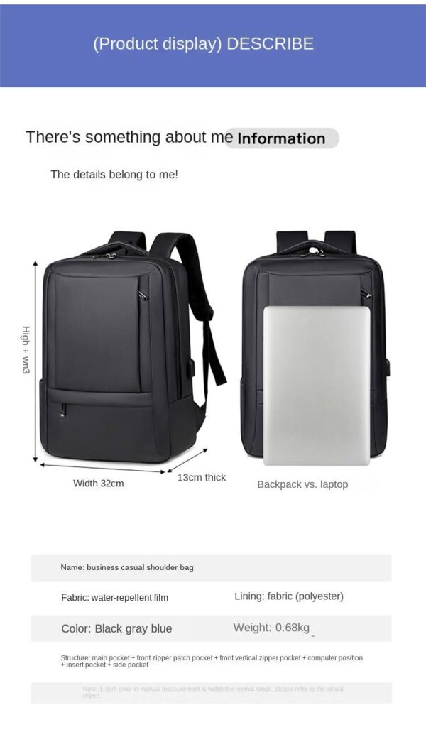 TravelSafe waterproof laptop bag-Gray - Image 3