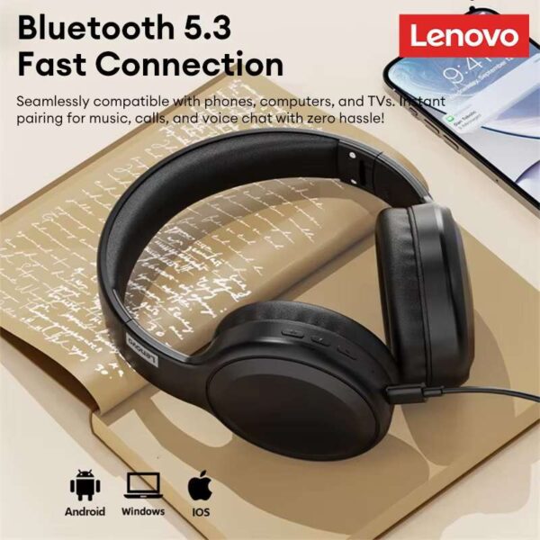 Lenovo Thinkplus TH30 headsets HiFi sound, 40mm driver, B.T v5.4 - Image 2