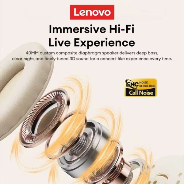 Lenovo Thinkplus TH30 headsets HiFi sound, 40mm driver, B.T v5.4 - Image 4