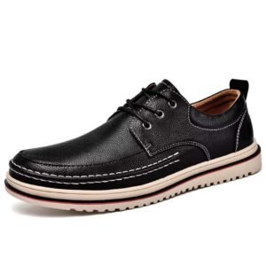Oxford Dress leather laced shoes with rubber sole-Black