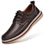 Oxford Dress leather laced shoes with rubber sole-Brown.