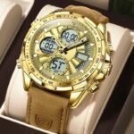 Poedagar E108 Multi-functional chronograph leather watch GD GD