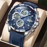 Poedagar E108 Multi-functional chronograph leather watch SL-BU
