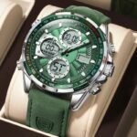 Poedagar E108 Multi-functional chronograph leather watch SL-GN