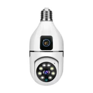 Dual lens bulb camera E27 Full Color, Night Vision Auto Tracking