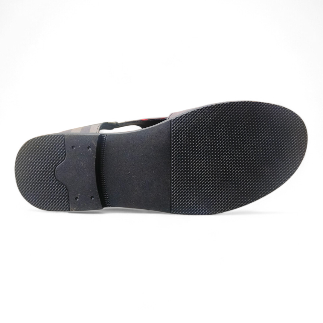 Burberry Plaid Fabric-leather Slide-on Sandal sole