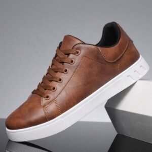 Platform laced sneakers-brown.