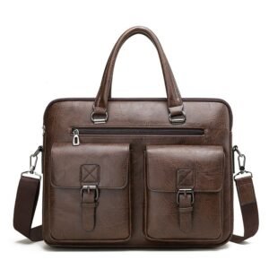 Texture Briefcase –Handheld crossbody & Shoulder Laptop Bag-Brown