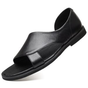 Formal slip-on open toe Peshawari sandals-Black..