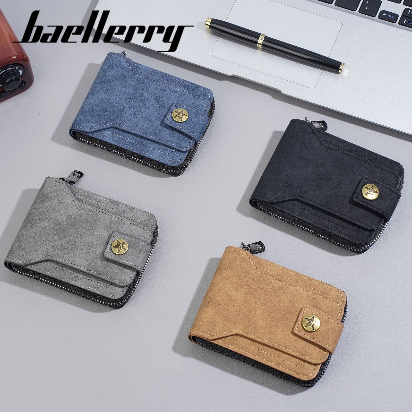 Baellery zipper Bi-Fold wallet with coin pocket.