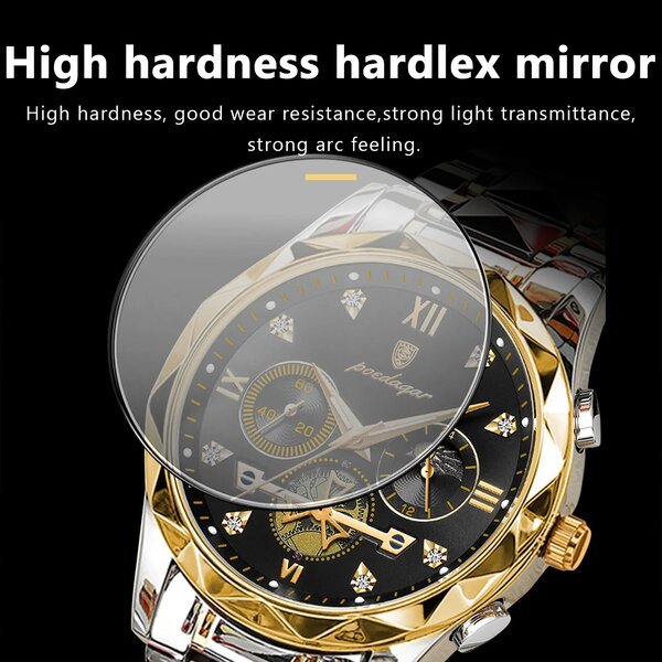 Poedagar 996B luxury chronograph stainless steel watch Black - Image 3