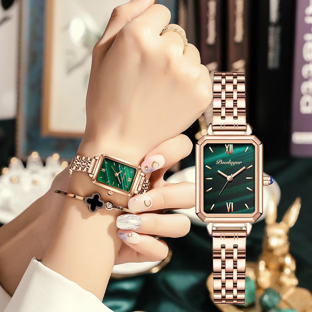 Poedagar 622 Women's watch water resistant Rose Gold-Green - Image 3