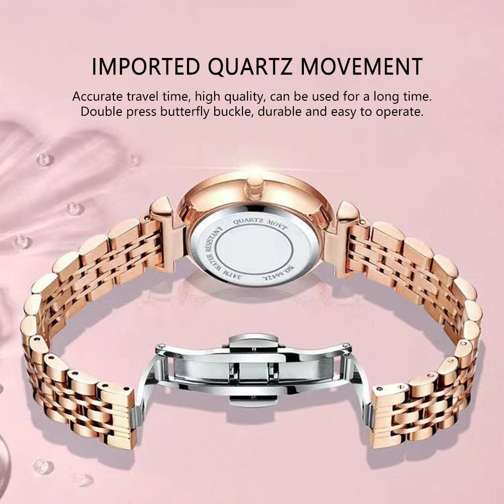 Poedagar 622 Women's watch water resistant Rose Gold-Green - Image 7