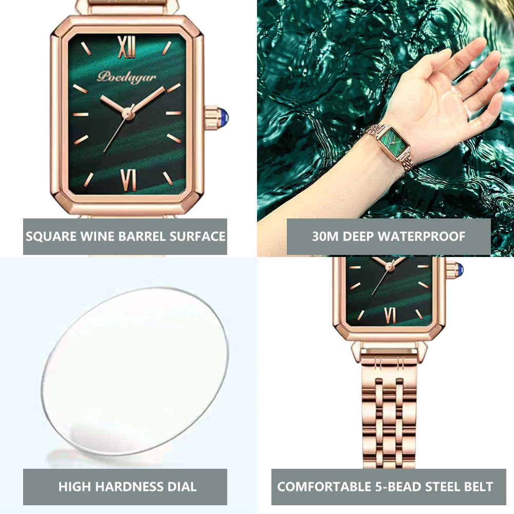 Poedagar 622 Women's watch water resistant Rose Gold-Green - Image 6