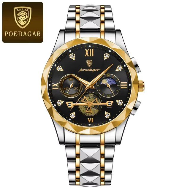 Poedagar 996B luxury chronograph stainless steel watch
