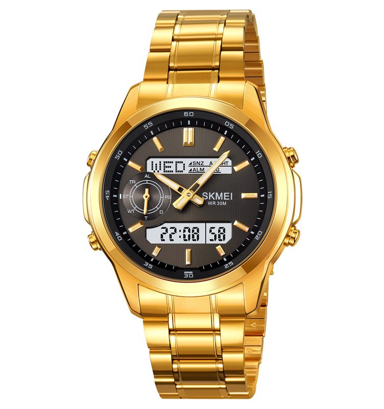 SKMEI 2284 Business Relog, stainless steel Hybrid watch-Gold Black