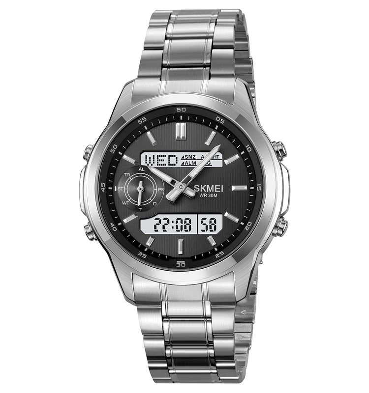 SKMEI 2284 Business Relog, stainless steel Hybrid watch-Silver black